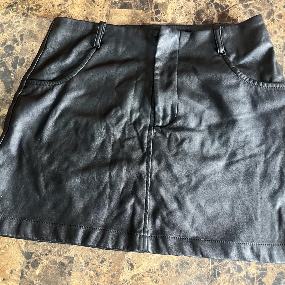 Black Faux Leather Mini Skirt